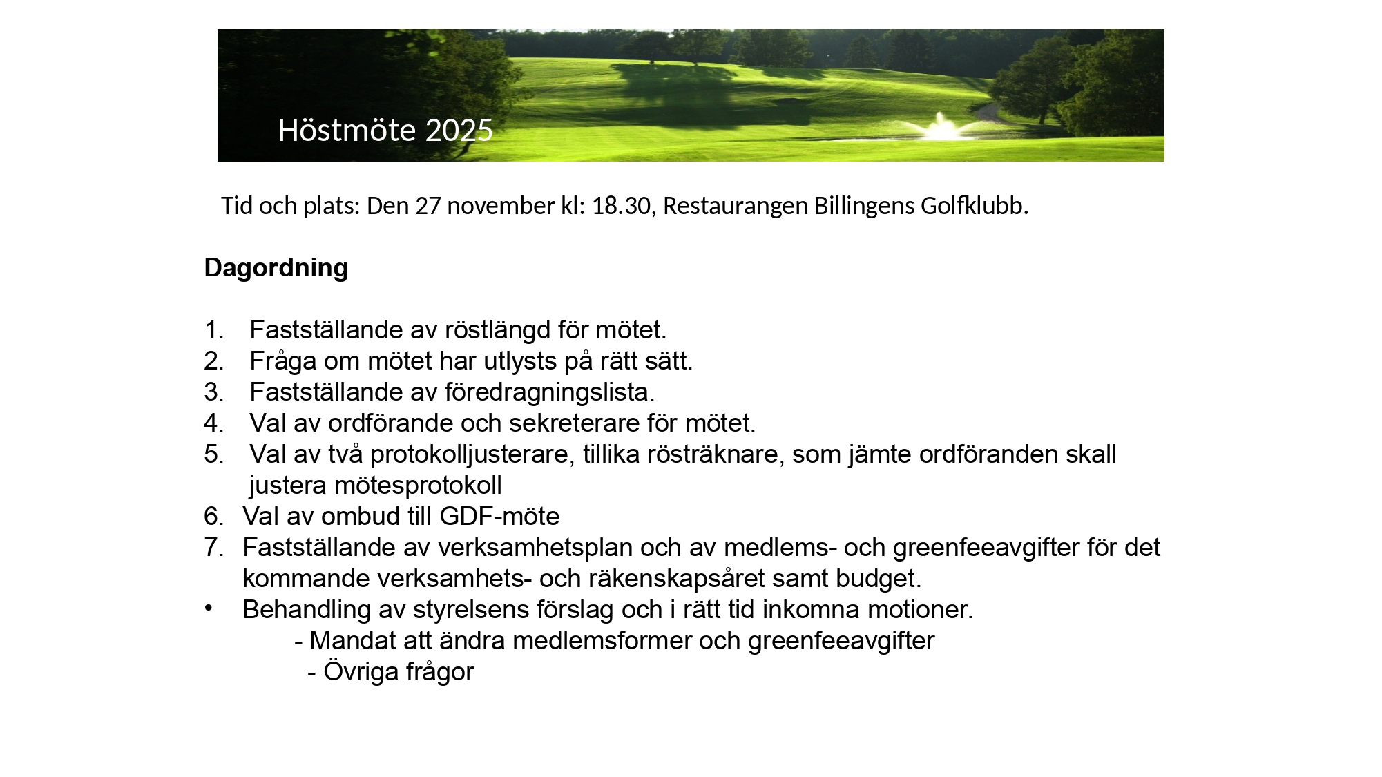 Höstmöte 27 november 18.30